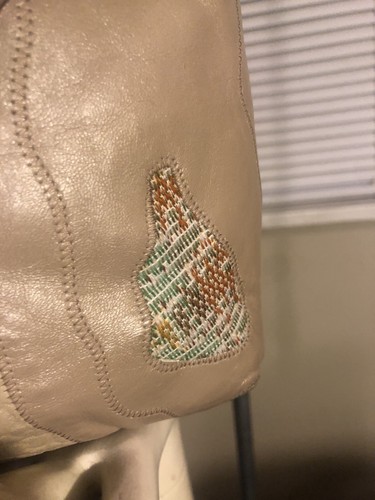 Vintage 80er SHARIF beige Umhängetasche Leder Patchwork Handtasche EUC- ATEMBERAUBEND - Bild 3 von 12