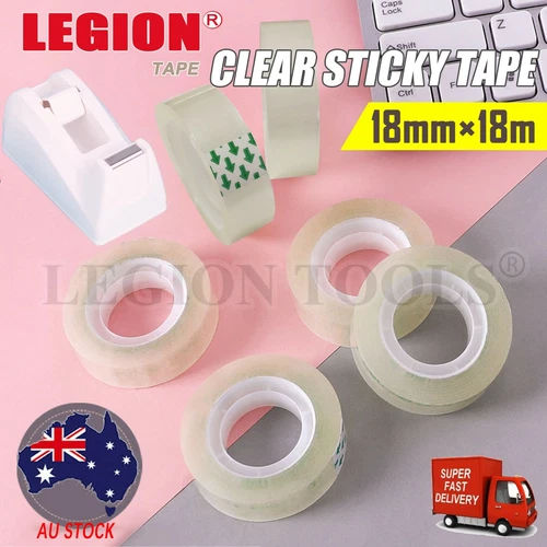 Clear Sticky Tape Refills 18mm×18m Bulk Pack 3/6/12/40/80 Rolls Office School - Picture 1 of 6