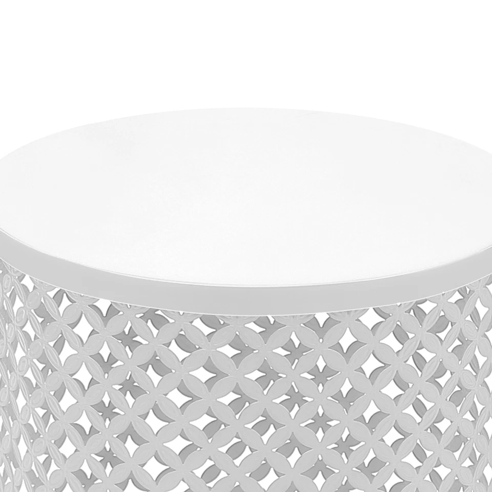 2PCSModern In/Outdoor Side Table Metal Frame Accent Table Round End Table Decor - Image 4 of 4