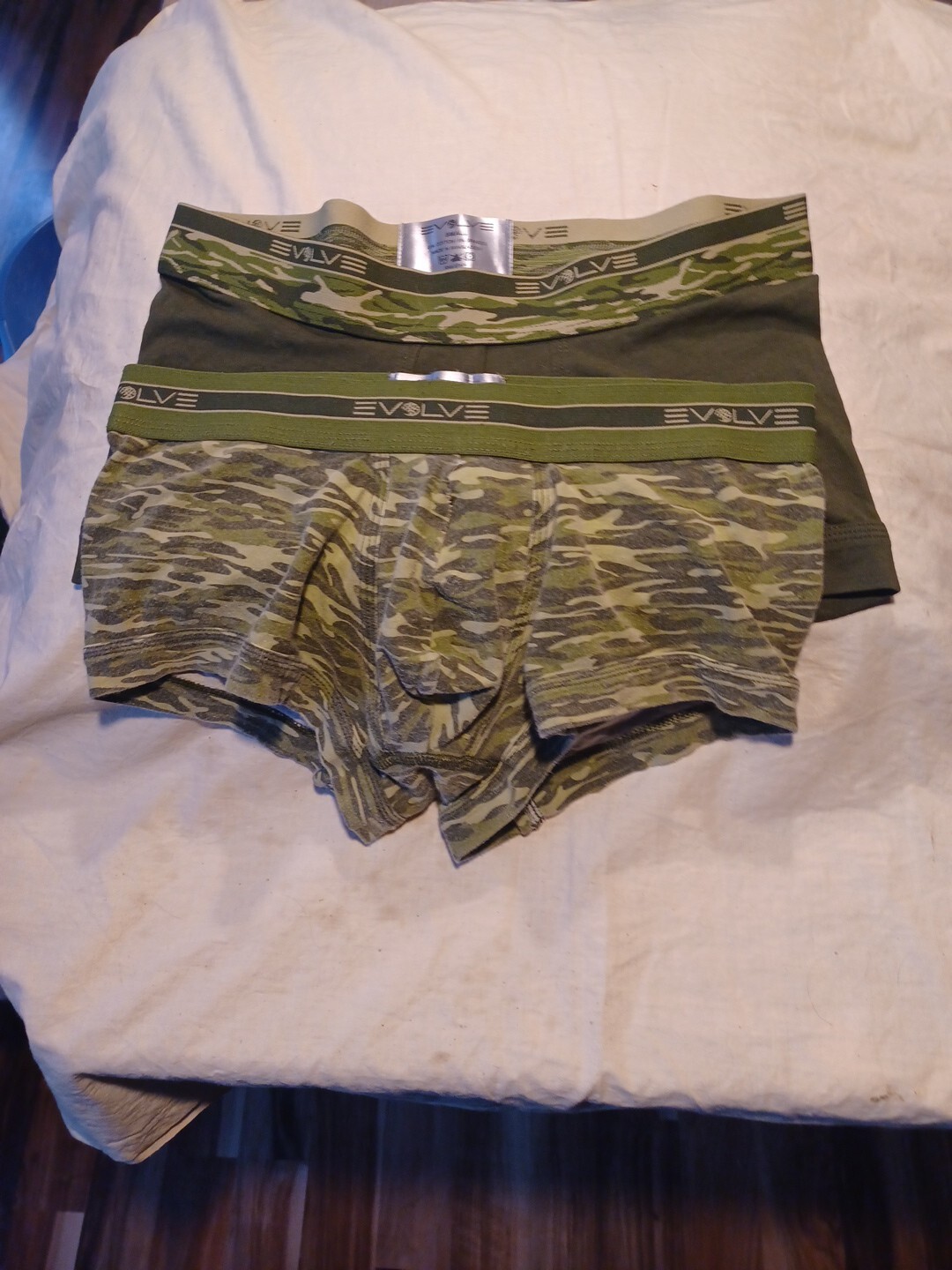 Evolve Men's Cotton Stretch No Show Trunk Underwear Medium, Camo/ Army