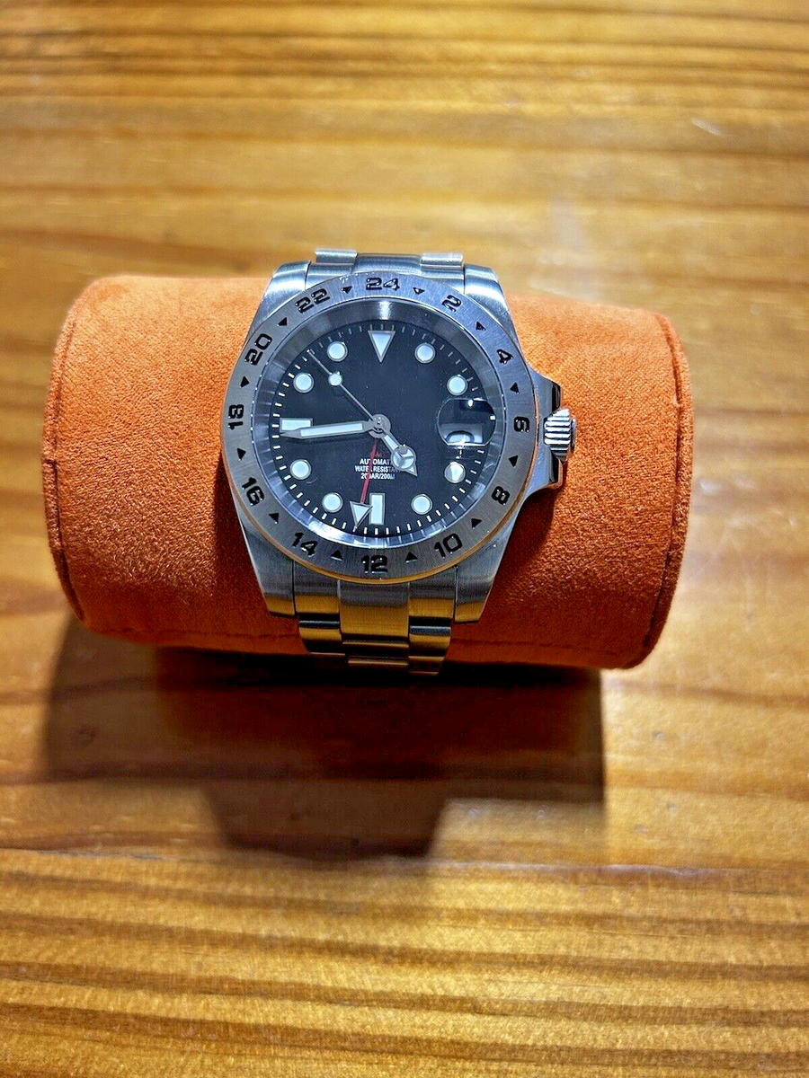 40mm Black Explorer 2 GMT Mod Watch NO LOGO w/ NH34 Automatic Mvmt