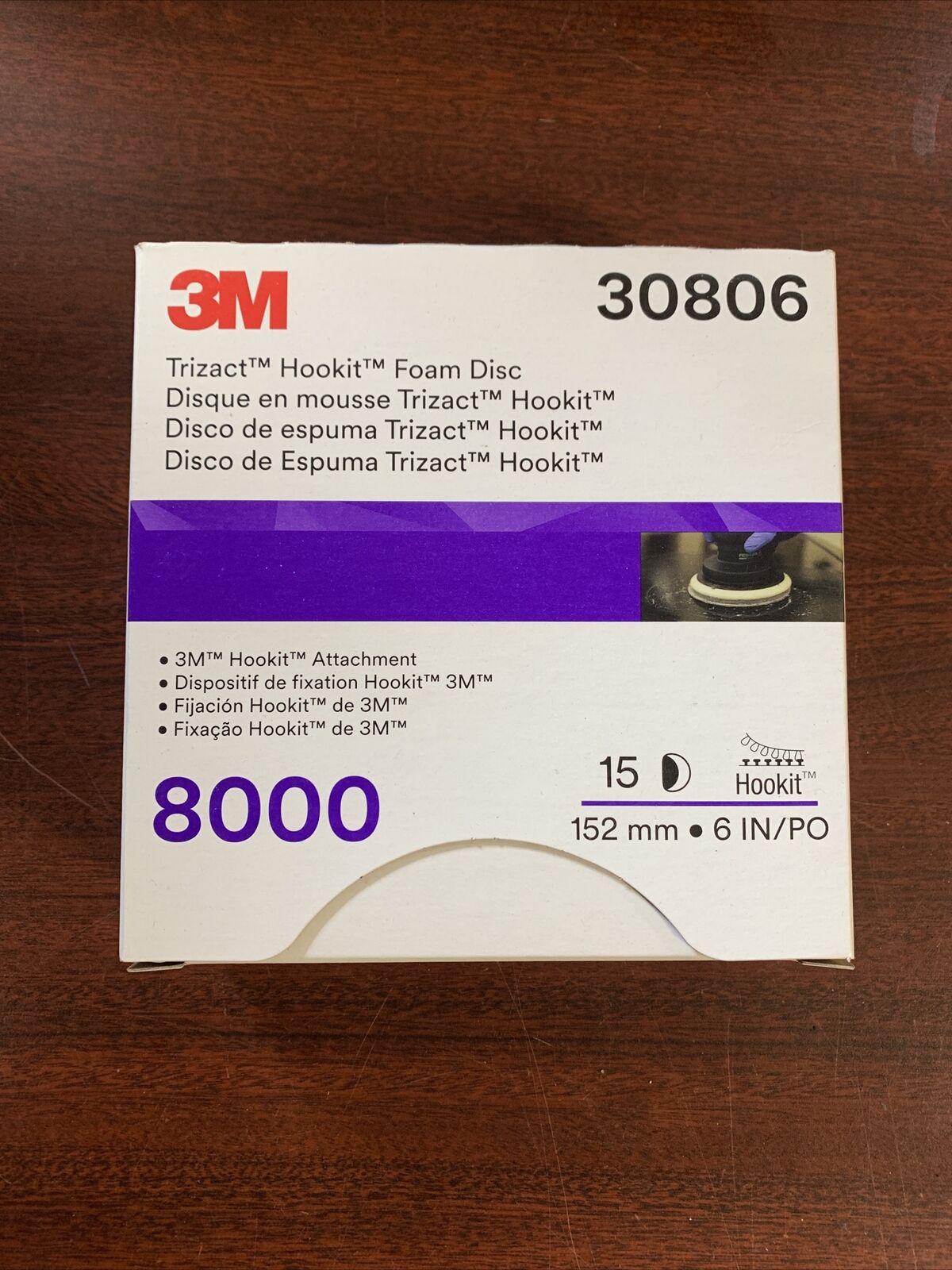 New Box 15 Sheets 3M 30806 Trizact Hookit Foam Discs, 6” Sandpap