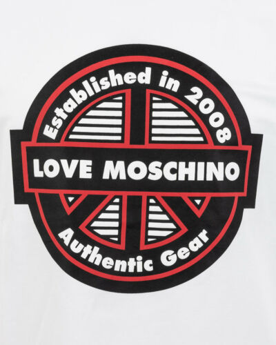 LOVE MOSCHINO ESTABLISHED 2008 PRINT T SHIRT-WHITE.