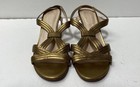 Elie Tahari Gold Metallic Strappy Slingback Kitten Heels Size 36.5 — photo 2