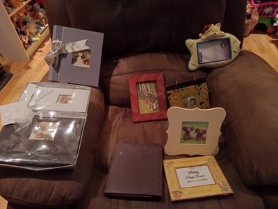 Lot of 9 Picture Frames Photo Albums Cat Good Kitty Picture Frame etc