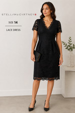 Stella McCartney Target Womens Size 14 Black Lace Sheath Dress V Neck Short