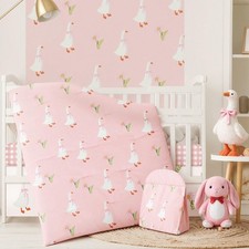 Oudain 4 Piece Goose Crib Bedding Set Including Goose Crib Skirt, Blanket, Sh...
