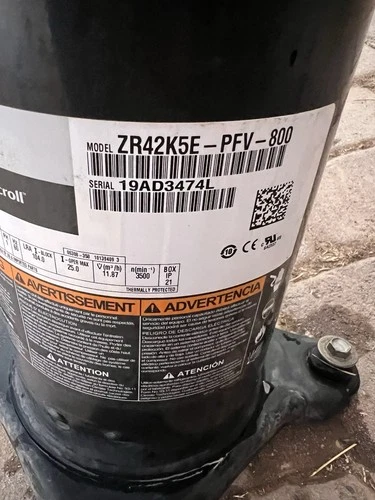 COPELAND SCROLL COMPRESSOR model ZR42K5E - PFV -800 Year 2024-220v single ph R22