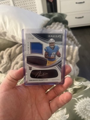 Omarion Hampton 2025 Immaculate Numbered RPA Rookie Patch RC Auto /99