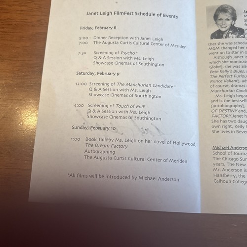 Janet Leigh signiert 2002 FilmFest Programm Hologramm Echtheitszertifikat - Bild 4 von 5