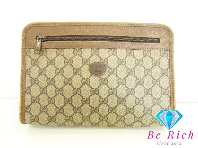 Sac pochette Gucci 111.01.037 Gg marron pvc cuir seconde entreprise occasion Bk