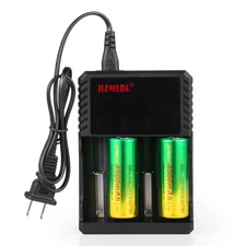 2pcs Skywolfeye 26650 Battery 3.7V Li-ion Rechargeable Cell + 4 Slot Charger