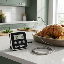 Digital Probe LCD Thermometer Temperature Cooking BBQ Meat Poultry Food Black