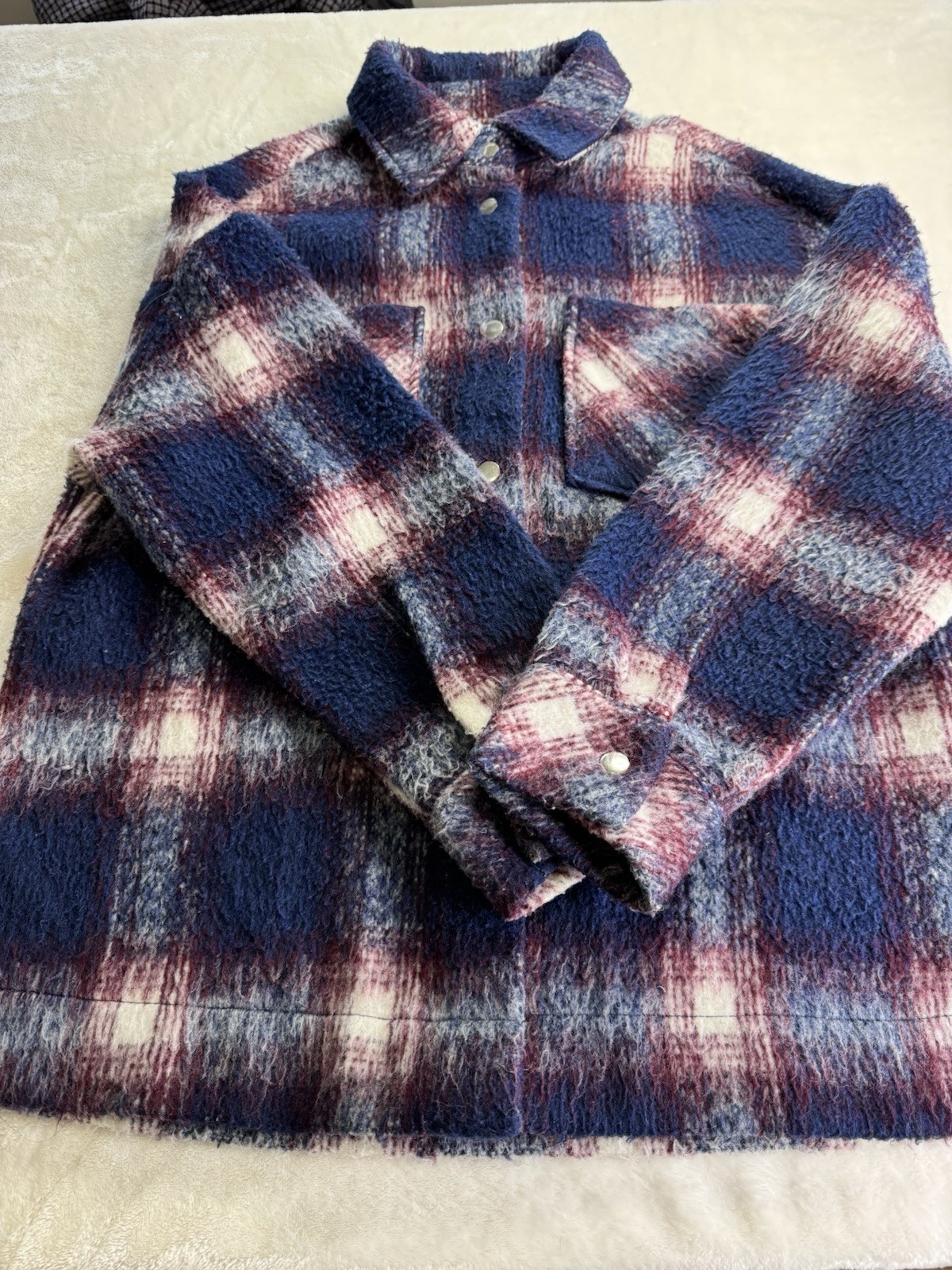 Willow + Root Shacket Size Medium Flannel Blue Ma… - image 6