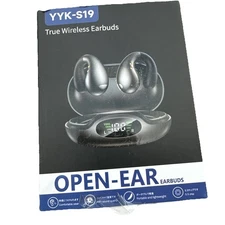Open Ear Clip On Headphones Bluetooth 5.3 Wireless Earbuds YYK-S19 4HD Mic Black