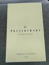 Pottery Barn Black Leather PHOTO ALBUM Holds 60 Photos 4" x 6"