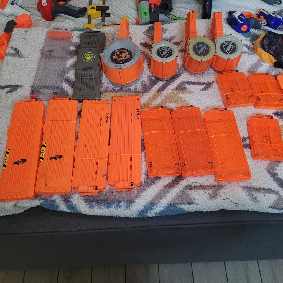 Huge Nerf Gun Lot – Elite Mega Zombie Strike N-Strike Blasters Mags Clips Drums - Image 2 of 4