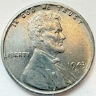 1943 U.S. Steel Cent Uncirculated Nice Detail and Luster WW2 Coin Heavy Spots