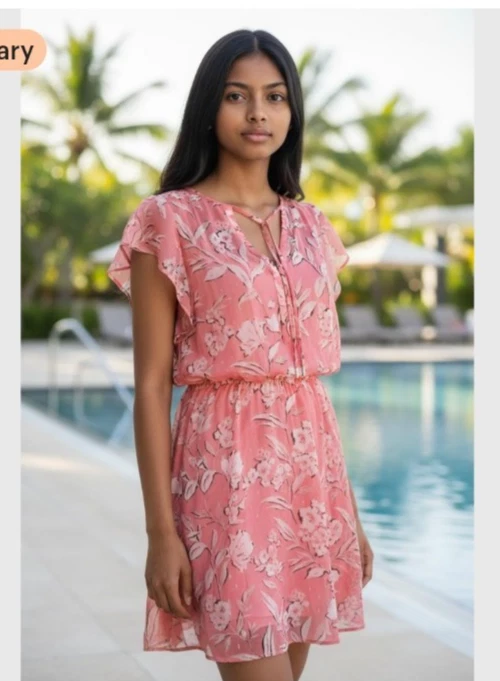 white house black market pink floral dress White House Black Market Womens Pink Floral Petal Sleeve Shift Dress WHBM  size 4