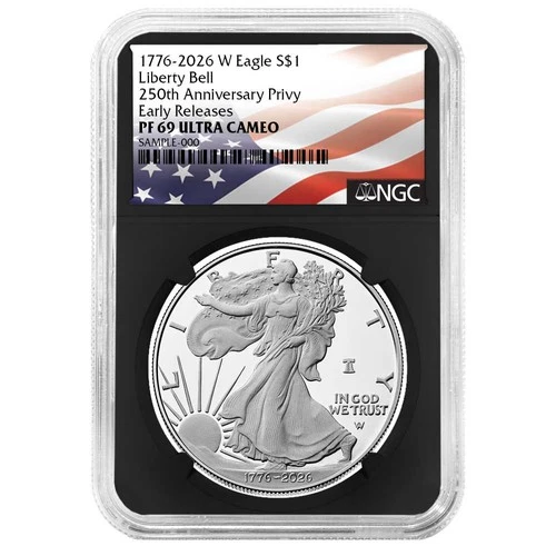 2026-W $1 1-oz Proof American Silver Eagle NGC PF69UC ER Flag Label Retro Core