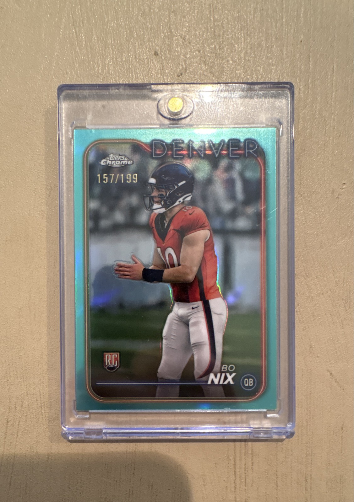 2024 Topps Chrome - Rookies Bo Nix #206 Aqua Refractor /199 (RC)