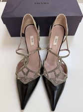 VINTAGE PRADA SHOES HEELS PUMPS CAPRETTO GIAVA NERO WITH BOX SHOE BAG BLACK EU40