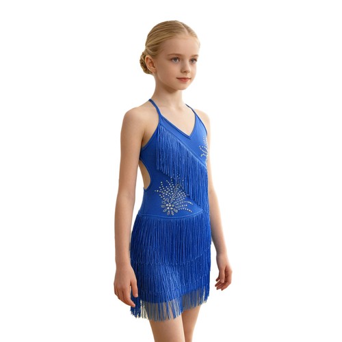 Mädchen Kleid Wettbewerbe Ballsaal Quaste Tanzkleidung Bühne Performance mit Rock - Bild 101 von 113