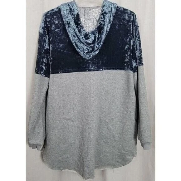 Gimmicks BKE толстовка с капюшоном Cybercore блестки средний серый синий EUC - Изображение 4 из 4