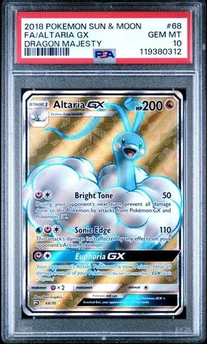 POKEMON FA/ ALTARIA GX 2018 SUN & MOON DRAGON MAJESTY #68  PSA 10