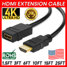 HDMI Extension Cable Male to Female HDMI Cable Extender 4K 1.5 3 6 10 15 25 Feet