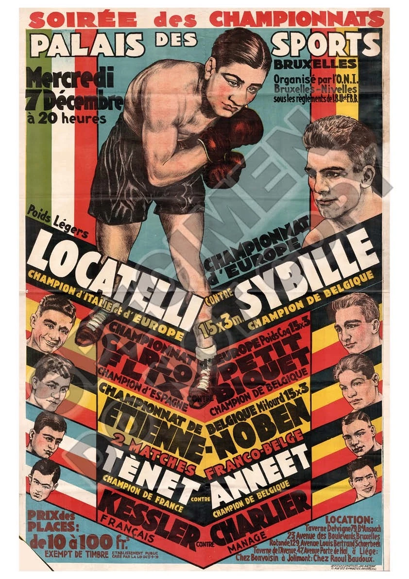 Affiche Boxe Historique Monzon Vs Valdes - 26 Juin 1976, Stade Louis II Monaco, Par Luigi Castiglioni