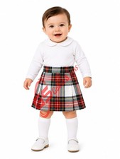 Handmade Scottish Stewart Dress Baby Tartan Kilt Highland Plaid Skirt Kids