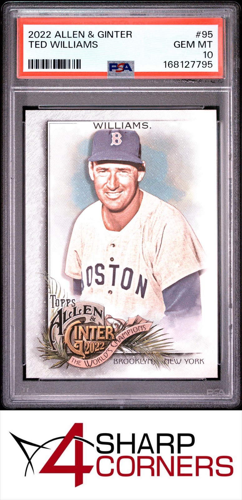 2022 TOPPS ALLEN & GINTER #95 TED WILLIAMS HOF POP 5 PSA 10 view 1