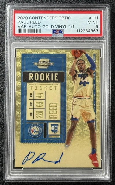 PAUL REED PSA 9 2020 CONTENDERS OPTIC #111 GOLD VINYL RC AUTO ROOKIE TICKET 1/1