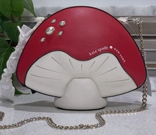 KATE SPADE 3D MINI RUBY RED MUSHROOM HIKE CROSSBODY PUFFY BAG CHAIN SHOULDER