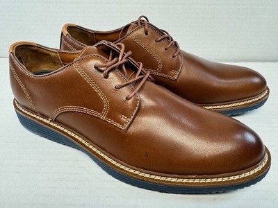 Johnston & Murphy Upton Plain Toe Lace Up Dress Shoe, Tan Full Grain, 9.5 M