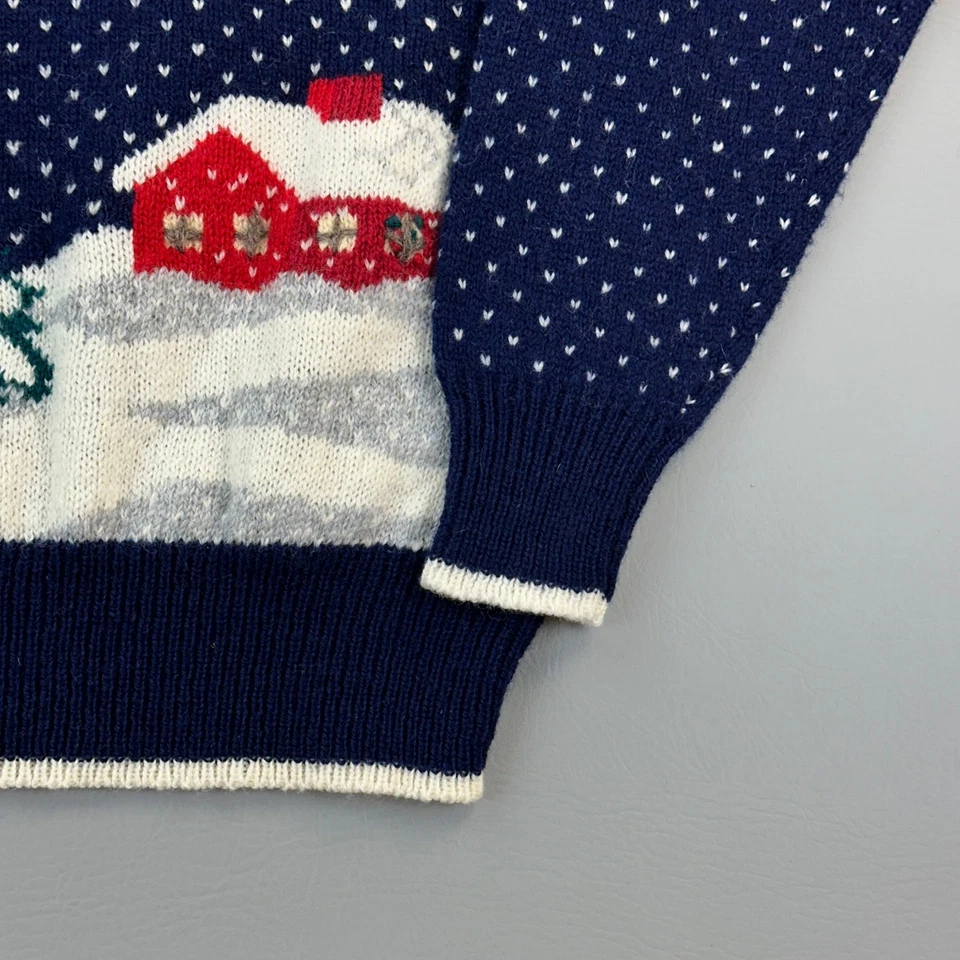 Suéter feminino vintage Orvis grande lã Shetland trenó de Papai Noel malha de férias - Imagem 3 de 4