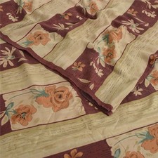 Sanskriti Vintage Saree Multicolor Pure Crepe Floral Printed Sari 5.5 Yd Fabric