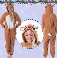 Rudolph The Red Nosed Reindeer Unisex Adult Fleece Union Suit Pajama 60th Anniv.