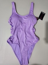 No Boundaries Junior's Purple One Piece Bathing Suit Bow Saze S 5
