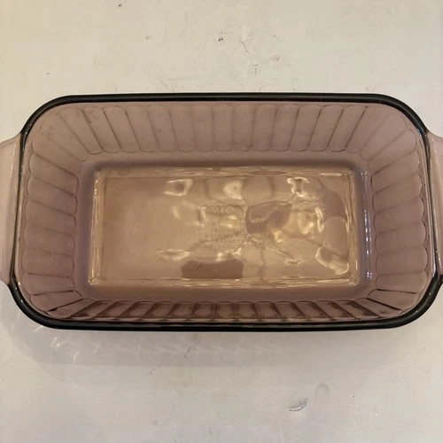 VTG Pyrex Cranberry Loaf Pan Casserole Dish 213R 1.5QT 8.5inX5in USA