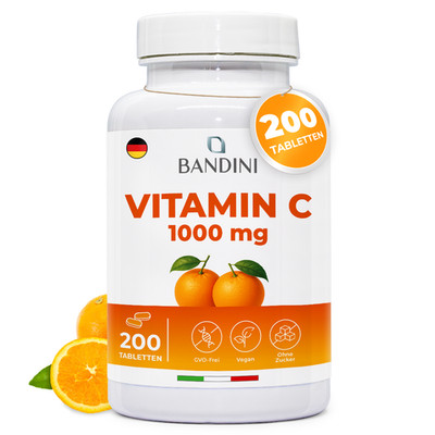 Bandini  Vitamin C 200 Tabletten | 1.000mg | +6 Monate | Immunsystem Support