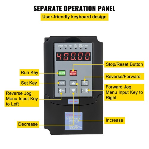 Inversor de frecuencia VFD de 2,2 KW 3 HP inversor de accionamiento de frecuencia variable HY 220V - Imagen 3 de 12