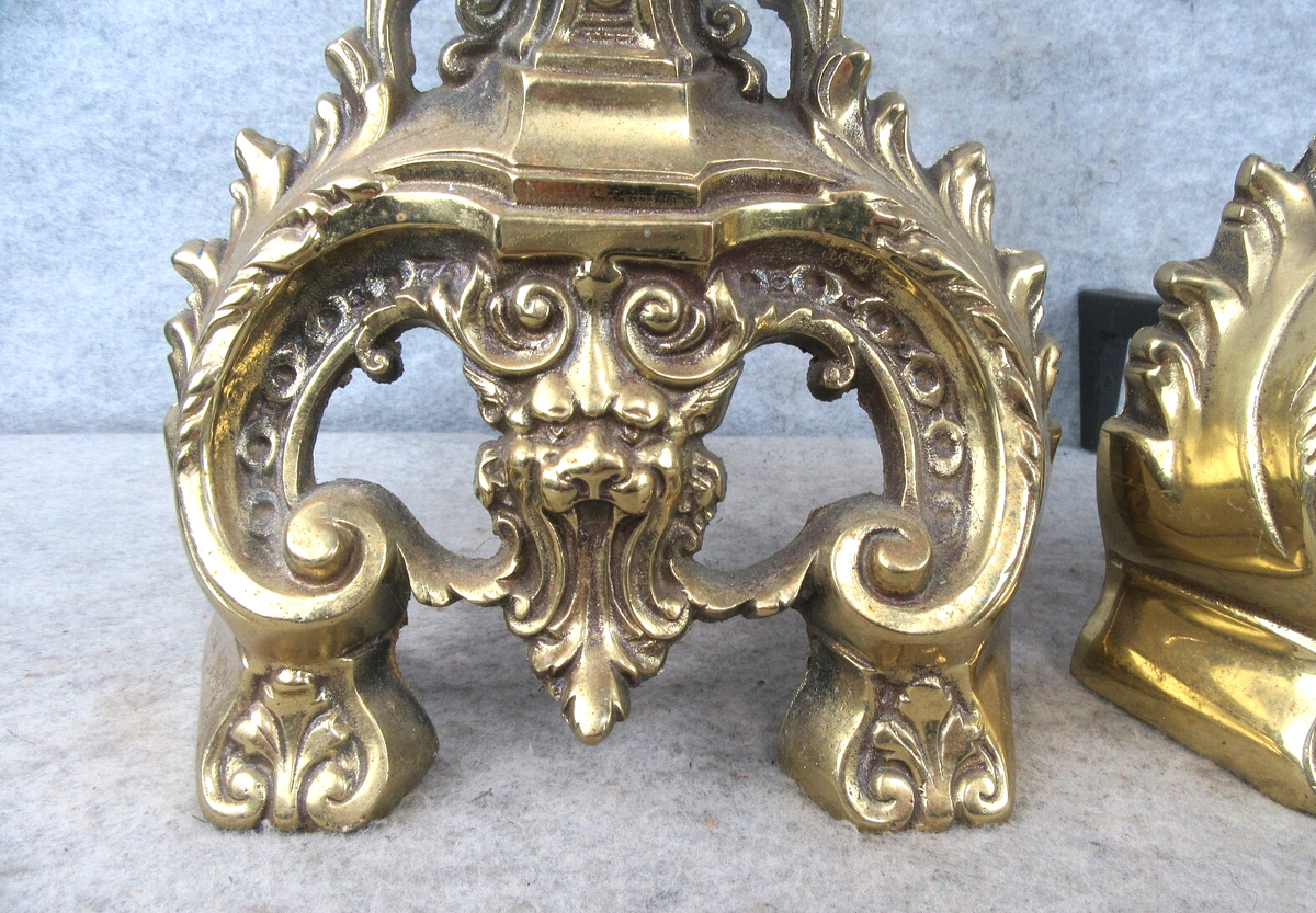 Vintage Ornate Neoclassical Gothic Faces Obelisk Solid Brass