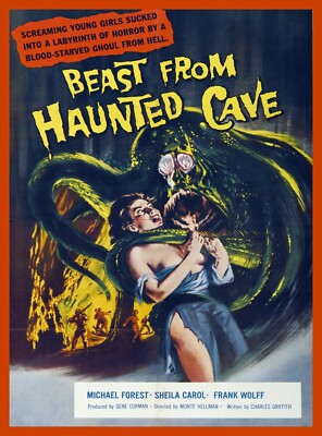 9821.Decoration Poster.Room wall interior design.Retro B movie film Hunted Cave