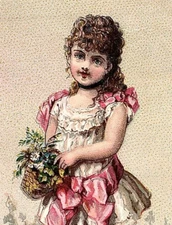 1880's James Pyles Pearline Soap Washing Compound Cute Girl Flower Bouquet