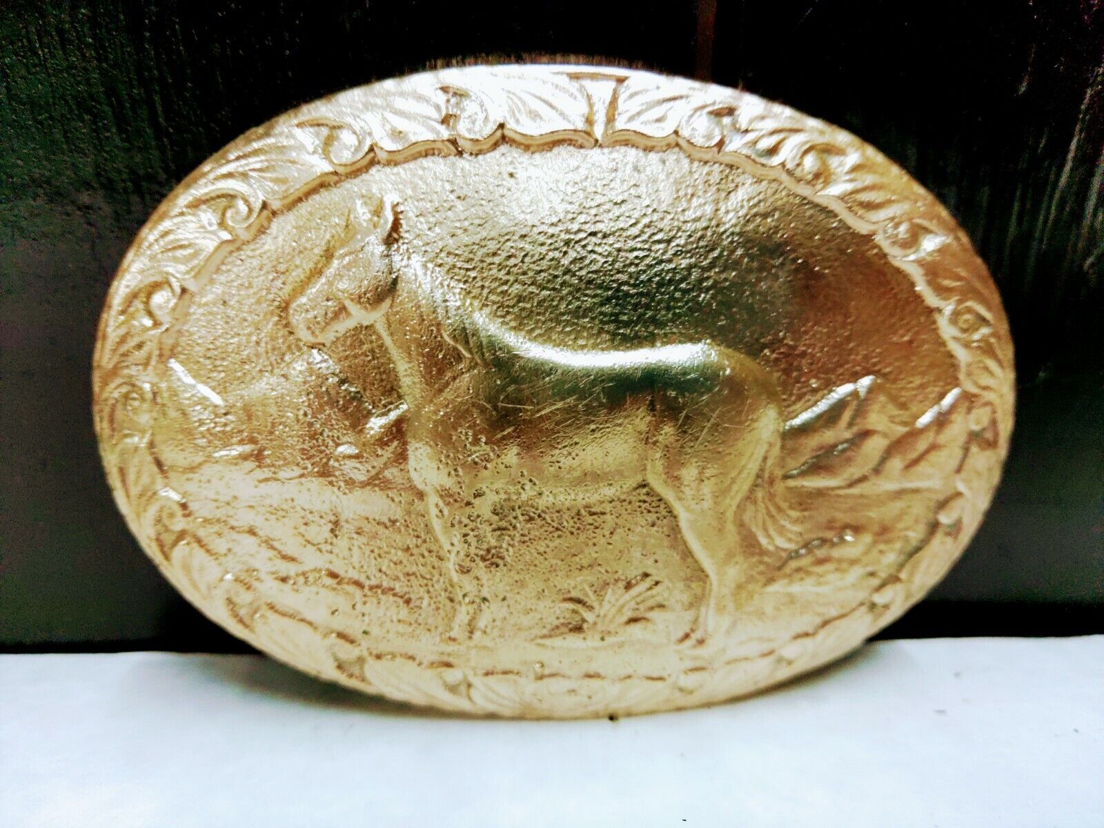 Vintage Chambers Western Horse Brass Bronze Belt … - image 5