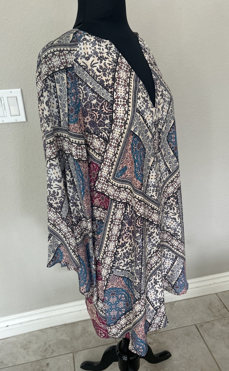 NWT Lavender Brown Colorful Silky Flowy Floral Resort Mini Shift Dress S  $228 | eBay