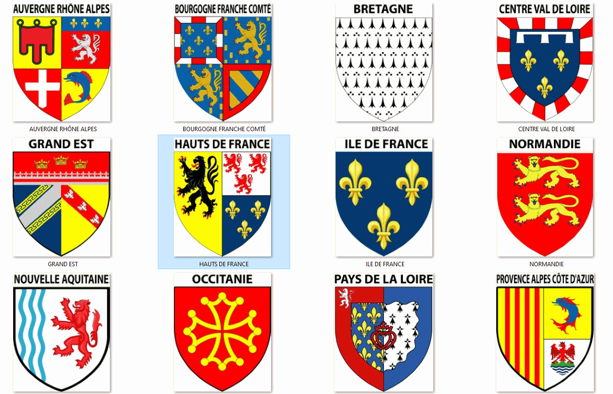 Sticker blason région 9x8cm de France pour marquage flotte automobile de 12