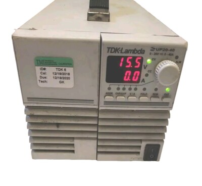 TDK-LAMBDA REGULATED DC POWER SUPPLY ZUP20-40 - Used, 30 Day Wty (W1)